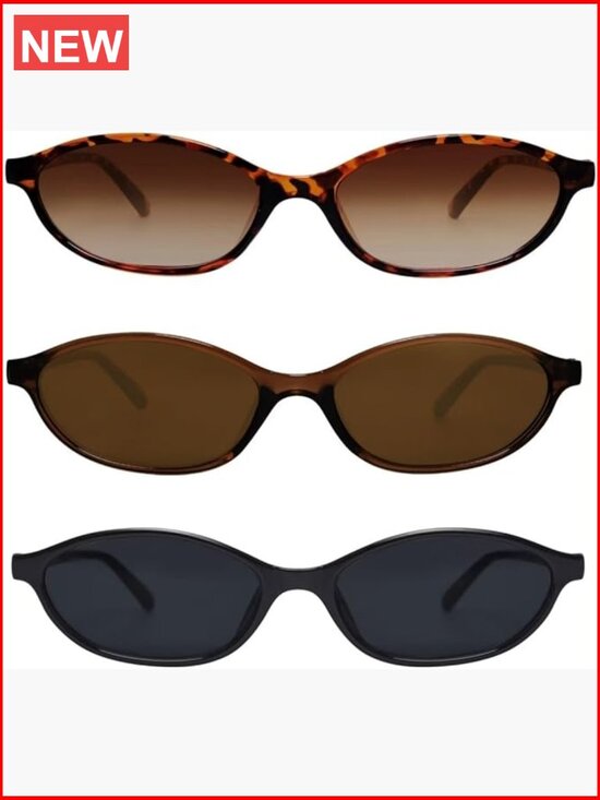 Retro Oval Sunglasses Cat Eye 90s Narrow UV Protection Lightweight
